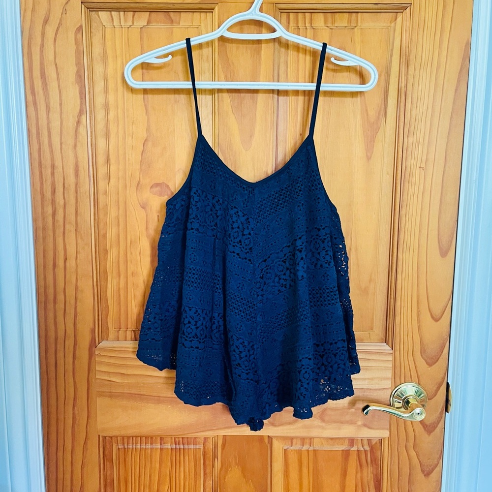 Lord & Taylor Navy Lace Camisole